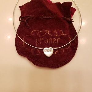 Angel heart sterling silver charm necklace